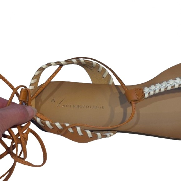 🌟Host Pick🌟NIB Anthropologie Tie Up Thong Sandals Cedar Leather Size EU 39 US 8 - Picture 9 of 13